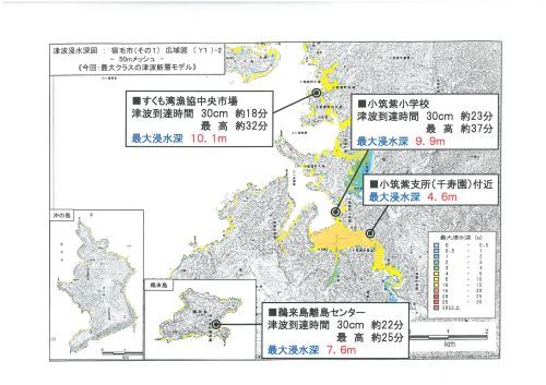 津波浸水予測の箇所別到達時間図2